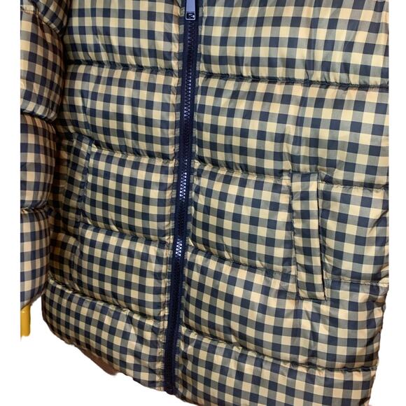 Rebecca Minkoff Puffer Jacket Coat Large Khski Black Tan Gingham Preppy NWOT - Picture 5 of 12